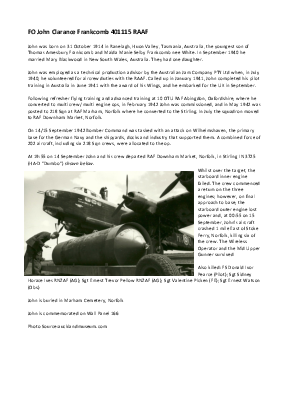 A preview of a PDF biography for Frankcomb, John Clarence